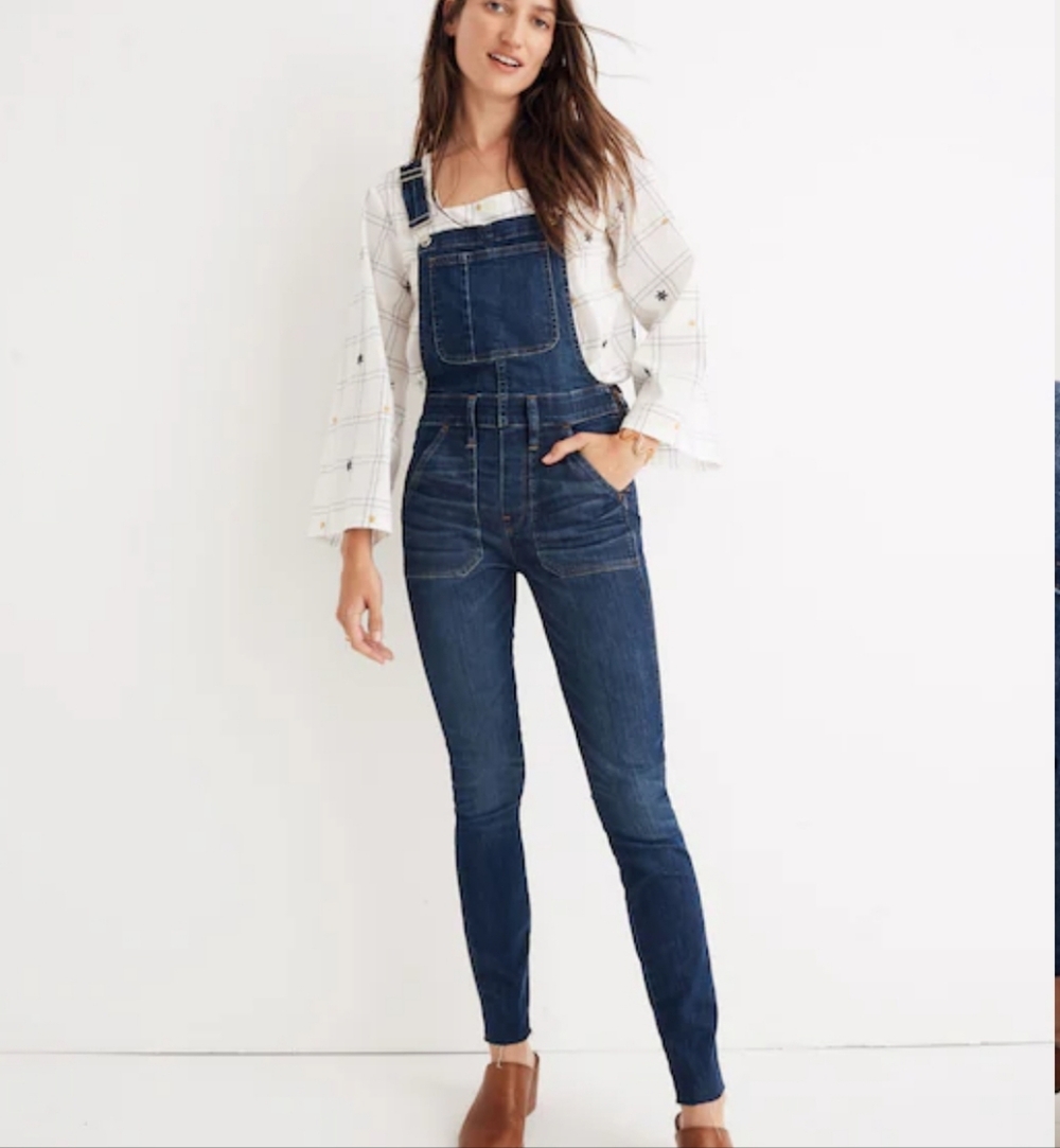 Madewell Dark Blue Denim Slim Overalls